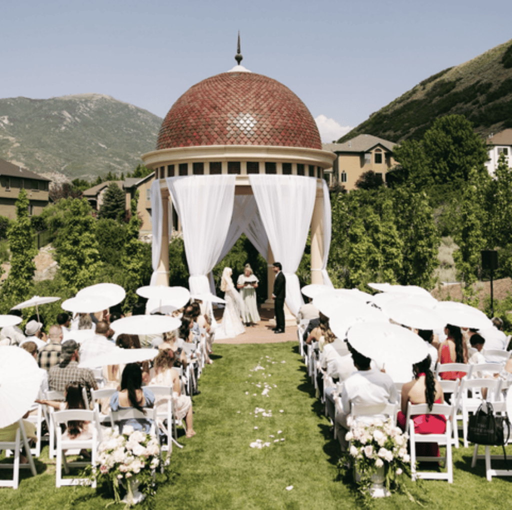 Ashley and Alex's wedding ceremony at Siempre's Rotunda in Draper, Utah