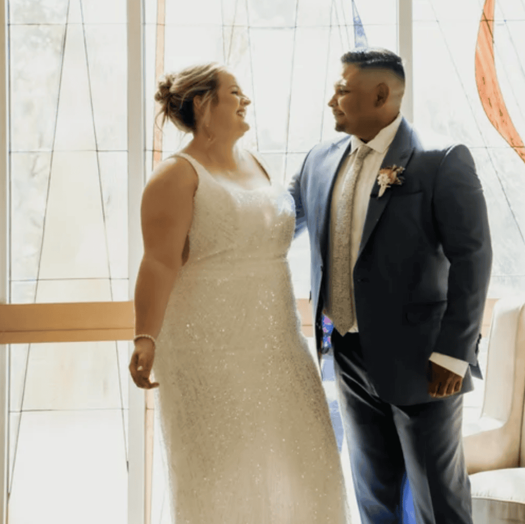 Mattie and Victor on their wedding day in Draper, Utah
